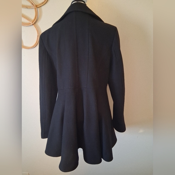 Laundry by Shelli Segal Black Fit-and-Flare Double-Breasted Coat SizeL/ P2P21 - Picture 6 of 12